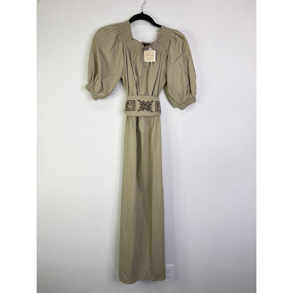NEW Phie Collective Cotton Embroidered Maxi Dress in Beige Size XS - Picture 2 of 7